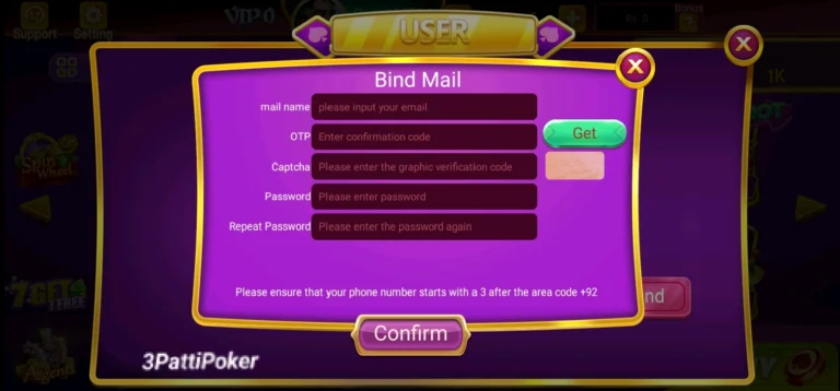 3 Patti Poker Registration Process