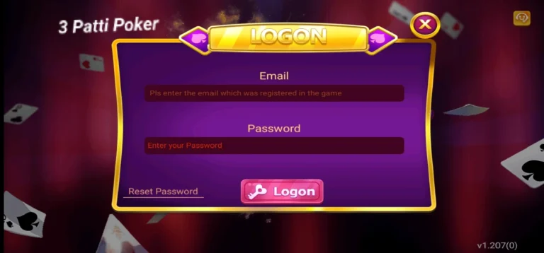 Teen Patti Poker Log in Process