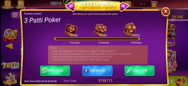 Teen Patti Poker Referral Rewards